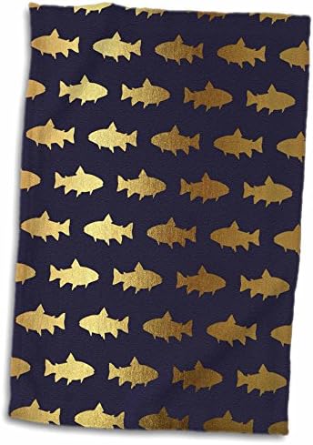 3dRose Бляскава Изкуствена Златната рибка на Purple фон - Кърпи (twl-283147-3)