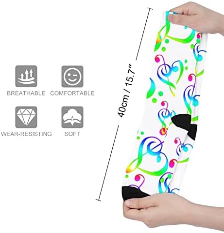 Страхотна Музикална Нота Печатни Подходящи По Цвят Чорапи, Спортни Чорапи до Коляно за Жени И Мъже