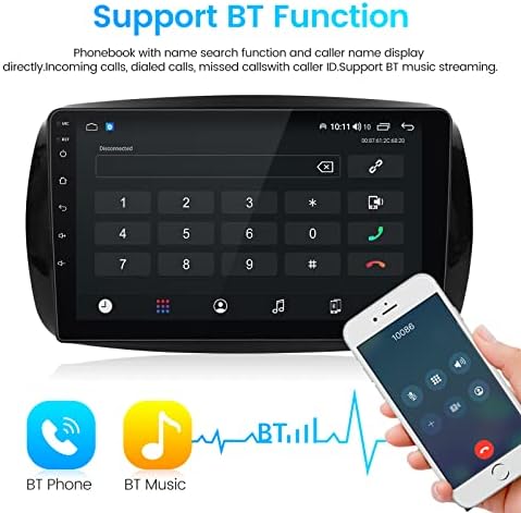 Автомагнитола Biorunn Android 11 Стерео Benz за Smart Fortwo 2015-2020, 9 Восьмиядерный Вграден безжичен авто плеър с Android Auto GPS Навигация BT FM AM RDS DSP, 2 GB оперативна памет от 32 GB
