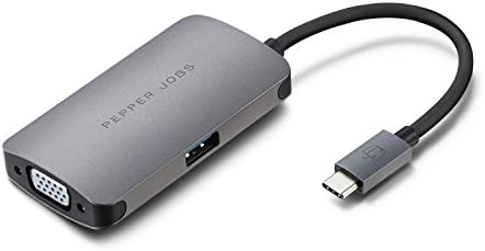 PEPPER JOBS USB-C Хъб 3-в-1, многопортовый адаптер с поддръжка за VGA, USB3.0 Thunderbolt, USB-C, щепсела и да играе, е съвместима