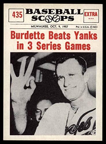 1961 Nu-Card Scoops 435 бие Янкс в 3 мача от серията Лю Бердетт Милуоки Брейвз (Бейзболна картичка) NM / MT Braves