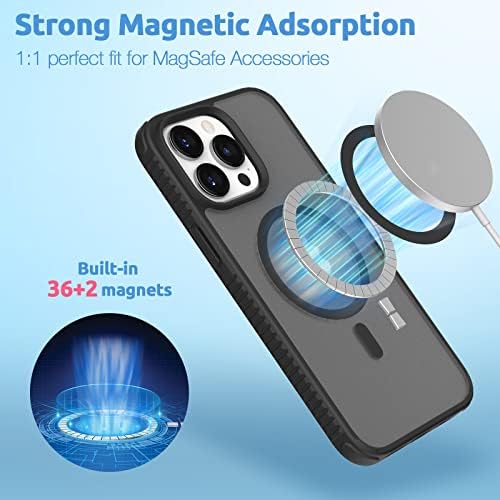 Магнитен калъф TIVSAN за iPhone 14 Pro със Стъклен защитно фолио за екрана и фотоапарата, съвместим с Magsafe,