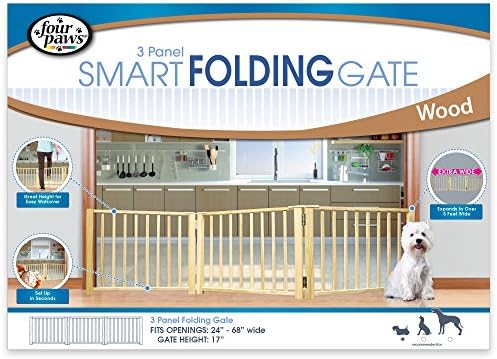 Умни Сгъваеми обособени 3-Панелни Дървени врати за кучета Four Paws Smart, 24 -68 W 17H
