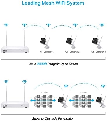 Безжична система за сигурност ZOSI 2K светлината на Прожекторите с 5PK 3-Мегапикселова вътрешни и външни WiFi-камери за