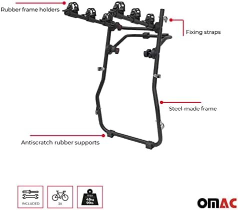Велосипедна стойка OMAC 3 за Ford C-Max II 2010-2019 Черно |Закрепване В Багажника на Колата Велосипедна Стойка С Товара £ 99