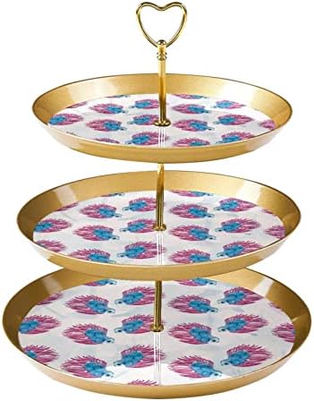 3-Ярусная Поставка За Сервиране на Десерт, Златна Титуляр във формата на Дърво-Кулата за Кексчета за Печене, Синьо-Розово