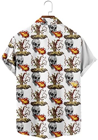 Летни Ризи за Мъже с Къс ръкав и Принтом Скелета, Забавни Модни Плажна Риза Aloha за Мъже, Мъжка Тениска за Плажната партита #01