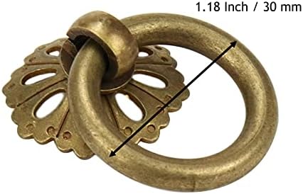 Mcredy 4 БР., Антични Месинг Пръстеновидна Тяга, Реколта Дръжки във формата на Кръгли Пръстени, Дръжки с Винтове