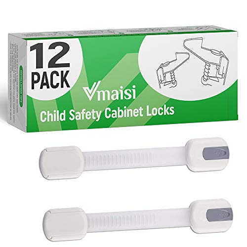 Брави за детски шкафове Vmaisi - Капаче за чекмеджета с регулируеми многофункционални ремъци за защита от деца (сив) - Комплект