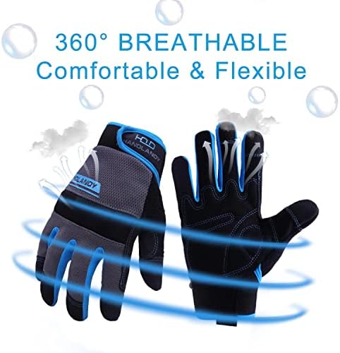 AIGEVTURE Леки/Тежкотоварни Удароустойчив Работни Ръкавици от изкуствена кожа За мъже, Ръкавици Механика, Ръкавици с чувствителен Сензорен екран, Гъвкави Ръкавици за ?