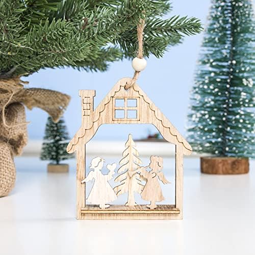 Малки Витражи На прозорците Коледни Декоративни Дървени Выдалбливают Коледна Къща В Стил Коледен Елен Окачване от Кристални