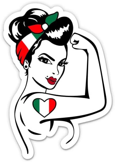Стикер Rosie Italy Girl - 3 Стикер за лаптоп - Водоустойчив Винил за колата, телефон, бутилки с вода - Гордата Италианската