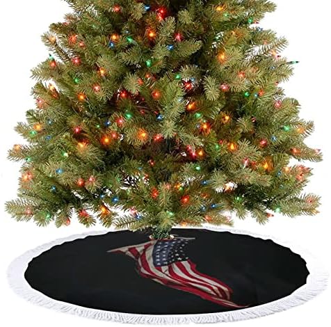 Американското Знаме с Орел Коледно Дърво Мат Пола Дърво Базовата Кутията с Пискюли за Празнични Партита, Коледни