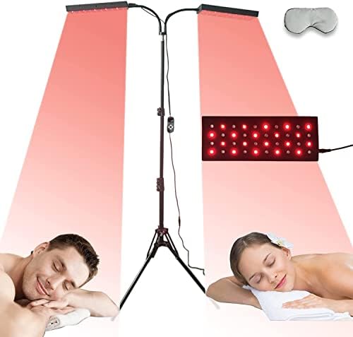 Инфрачервена лампа за терапия с Червена Светлина с Двойна глава за лице и тяло със стойка 35 -67Регулируема по височина