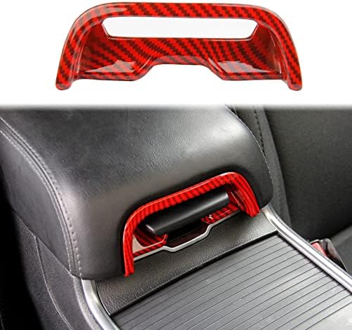 Червен въглеродни влакна Подлакътник Кутия с Дръжка на Капака на Купата Довършителни Аксесоари за Вътрешна декорация на Dodge Charger 2011-2021/Chrysler 300 2015-2021