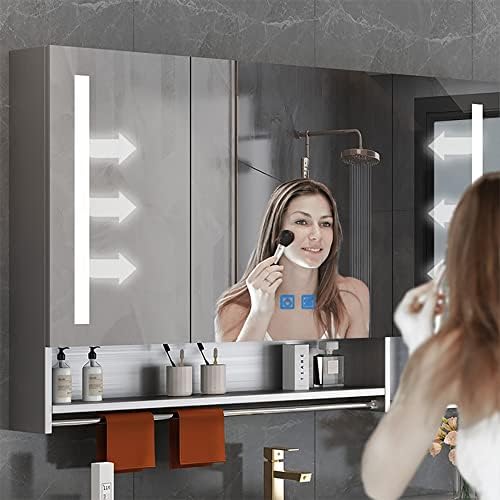 МЭНСКИЙ led Огледален шкаф за Баня с интелигентни чувствителни на допир бутон, Противотуманное Тоалетен Огледало за