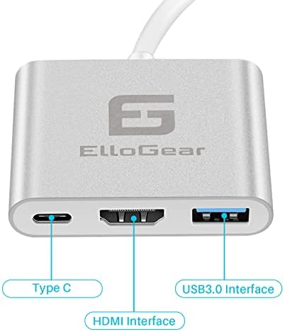 Адаптер hub ElloGear C USB 3 порта HDMI, тип C за 3 порта, включително на друг USB порт, C, HDMI и USB 3.0, широка съвместимост
