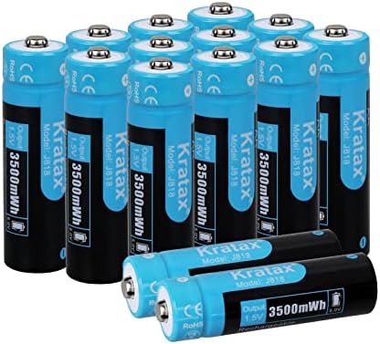 Акумулаторни батерии Kratax AA Голям капацитет 3500 МВтч, Двойна литиева батерия от 1,5 Постоянно изходно напрежение, 1600