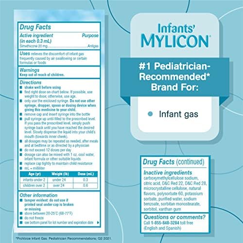 Капки за облекчаване на газове Mylicon за бебета и грудничков, Оригиналната формула, 0,5 Течна унция