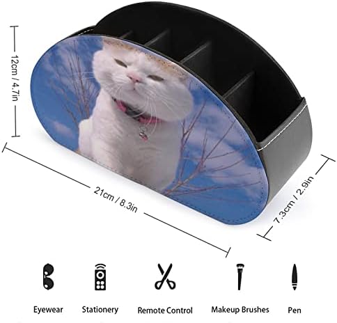 Бяло Небе Сладък Котка Притежателите на Дистанционно Управление От Изкуствена Кожа Caddy Органайзер За Съхранение Кутия с