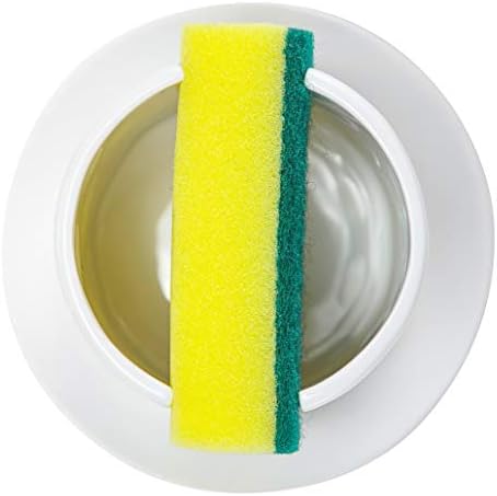 Титуляр гъба за Кухненски мивки Modern Farmhouse White Ceramic Sponge Caddy с тава за капки и включва в себе си Две гъба от