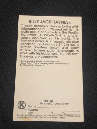 Били Джак Хайнес 1987 Circle K Wwf Борба Подписа Картичка С Автограф - Снимки Рестлинга С Автограф