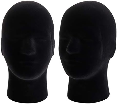 Hedume 2 Опаковки, Модел подложки за главата на Манекен, Модел Показване на Мъжки Перуки от Стиропор от Черно