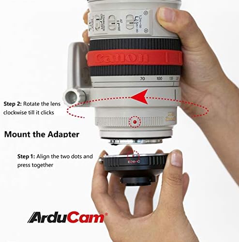 Адаптер Arducam за обектив Canon EOS с затваряне на C, който е съвместим с всички обективи EF, EF-S за камера Raspberry Pi