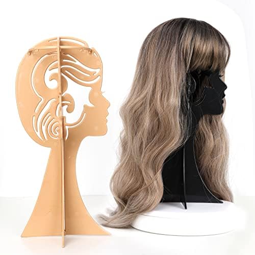BuBuStar Поставка за перука, дисплей за стайлинг на коса, 2 бр. пластмасови преносима пътна поставка за перука, за жени