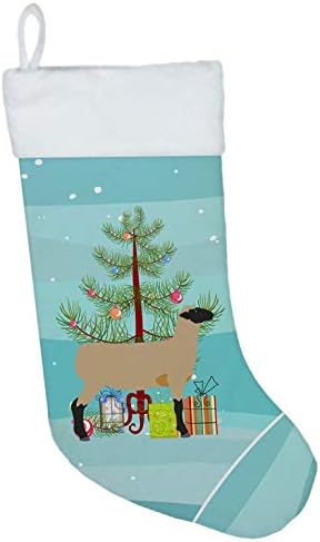 Carolin's Treasures BB9343CS Коледа Коледни Чорапи с Сирене пух от Хэмпширского Пух, Тюркоазени Чорапи за окачване
