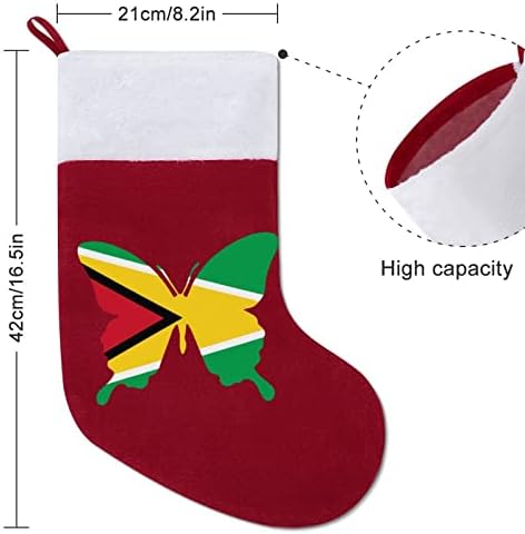 Гайанский Флаг Пеперуда Коледни Окачени чорапи Чорапи за Коледно Камина Празничен Начало Декор