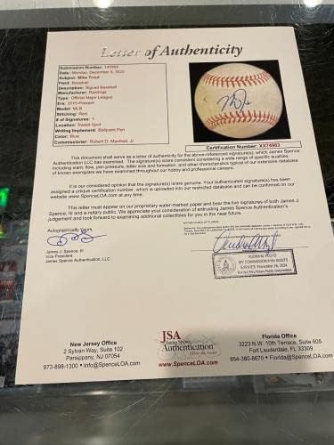 Майк Пъстърва В играта Los Angeles Angels Използва Подписан Бейзболен топката Full Jsa 983 - Бейзболни топки С Автографи