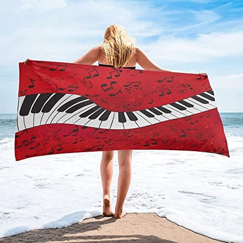 SDFGH се изпълнява пиано Музикална нота Червено Плажна Кърпа Предмети от бита, Аксесоари за баня, Хавлии за Баня, Плажен мат
