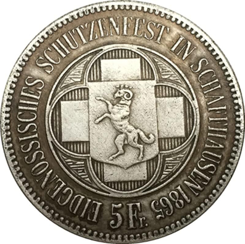 Швейцарски Монети 1865 Г., Медна, със сребърно покритие, Старинни Монети, Събиране на монети за Бродерия Може да се Взривят