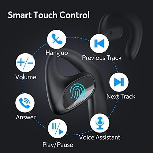Слушалки CioDat с отворени уши, Истински Безжични слушалки, Bluetooth и Безжични слушалки 30 часа възпроизвеждане