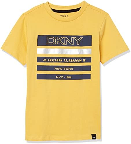 Тениска с изображение, DKNY Boys с къс ръкав, златисто-цвят горчица, 7