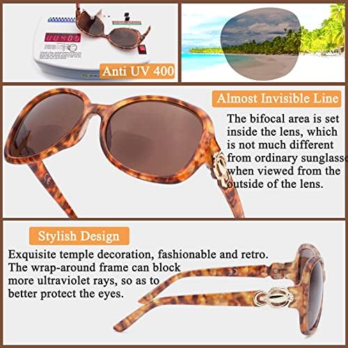 ESAVIA Модни Бифокални очила за четене за Жени, Големи Слънчеви очила с защита от слънцето UV400 1.0 1.5 2.0 2.5 3.0