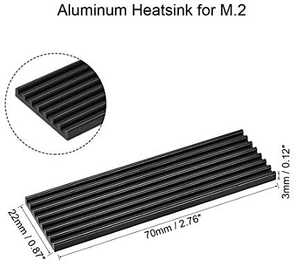 комплект алуминиеви радиатори uxcell 70x22x3 мм, Черен на цвят, с Две Силиконови термопластичными подложки за