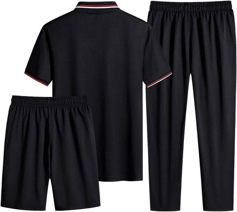 n/a Мъжки спортен костюм от 3 теми, комплект за бягане, Спортни Панталони, Летен комплект за фитнес (Цвят: A, Размер:
