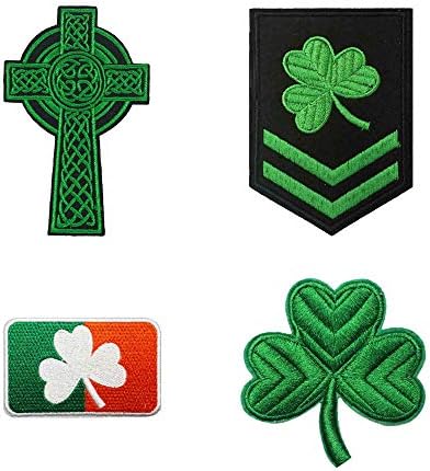 Сладък Нашивка от 4 бр./компл. Ирландски Флаг с Детелина, Зелен Кръст, на Бродирани Желязо на Нашивках, Емблема Централи