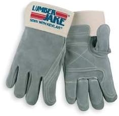 Мъжки ръкавици MCR Safety 1735XL Lumber Джейк от двойна телешка кожа с предпазни белезници 3-1/4 инча, X-Големи, Естествени