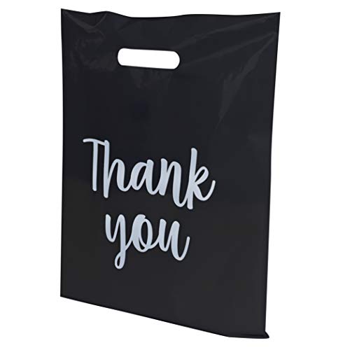 Lot45 Пластмасови Опаковки за търговия на дребно с дръжки - 100pk Черни Найлонови Торбички, за стоки в насипно