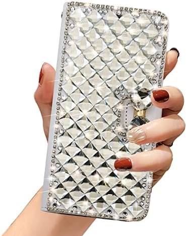Omio за Samsung Galaxy S23 Plus, една Чанта-портфейл, Луксозен Блестящ държач за карти с диаманти, Женски калъф