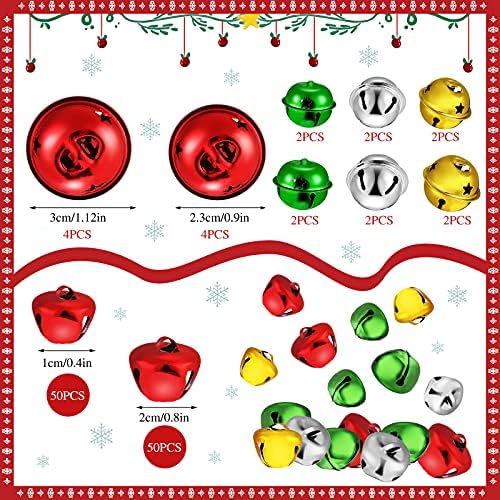280 Броя Коледни Звънчета Звезди Деколтета Свирки Занаятчийски Камбанка за Шейни, Цветни Изрезки Свирки на Кръстоносните