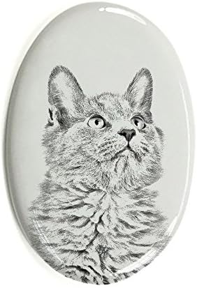 Арт Дог Оод. Котка Небелунг, Овално Надгробен камък от Керамични плочки с Изображение на котка