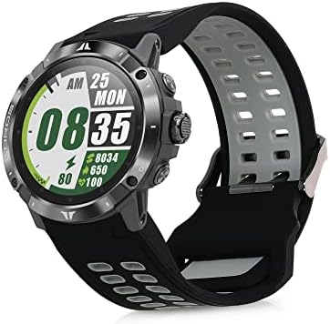Каишка за часовник kwmobile е Съвместим с COROS VERTIX 2 - Сменяеми Силикон watchband - Черно / Сиво