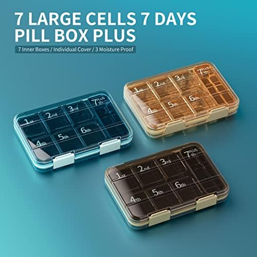 OFIDUS 7 Large Cells Travel Хапчета Box - влагоустойчив, отговарят на високи Органайзер за таблетки в продължение