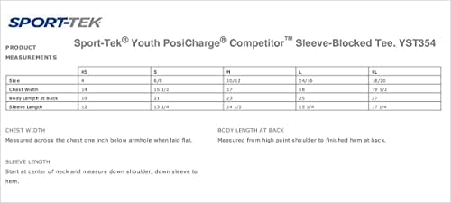 Тениска Sport-Tek Youth PosiCharge Competitive със затворени ръкави. YST354 True Royal / Черен XL