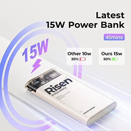 Преносимо зарядно Freet Power Bank 10000 ма Бързо зареждане на USB Зарядно устройство за телефон с вграден кабел,