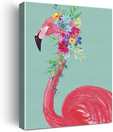 NISTOMISU Пъстри Цветя Короната Фламинго Отпечатъци върху Платно Стенен Декор Акварел Фламинго Платно Изкуство